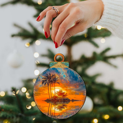 Décorations de Noël côtières - Ornements en bois au coucher du soleil océan par Debrekht
