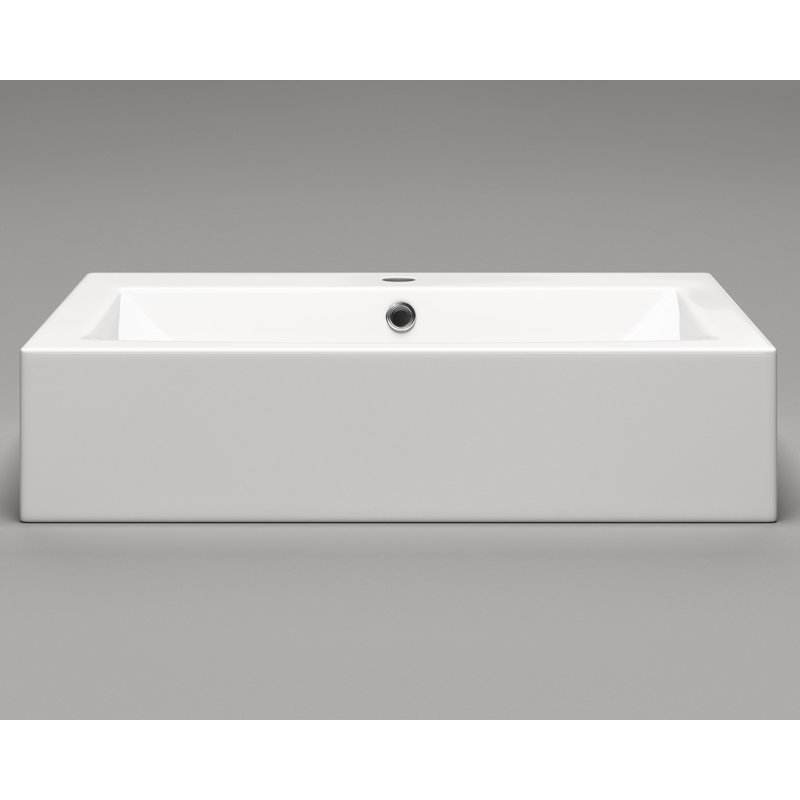 Lavabo de salle de bain en porcelaine cuite au four 23,6 pouces Cantrio PS-006