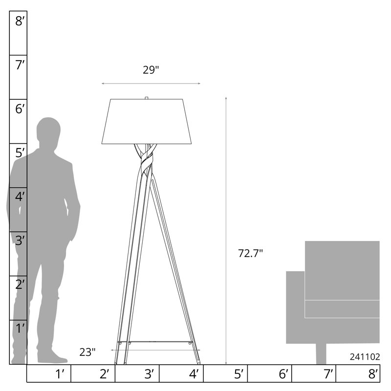 Tryst Floor Lamp, Vintage Platinum, Black