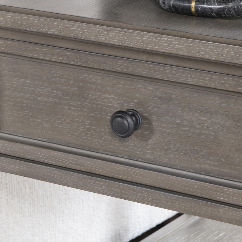 Table de cocktail transitionnelle grise fumée de 52 po de largeur avec roulettes Grayson