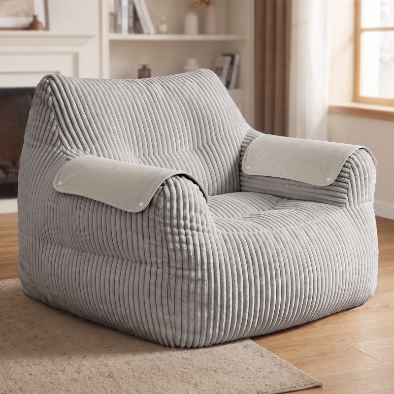 Fauteuil à billes en velours côtelé avec accoudoirs en similicuir, canapé-lit à une place pour le salon, la chambre à coucher, aucun assemblage requis