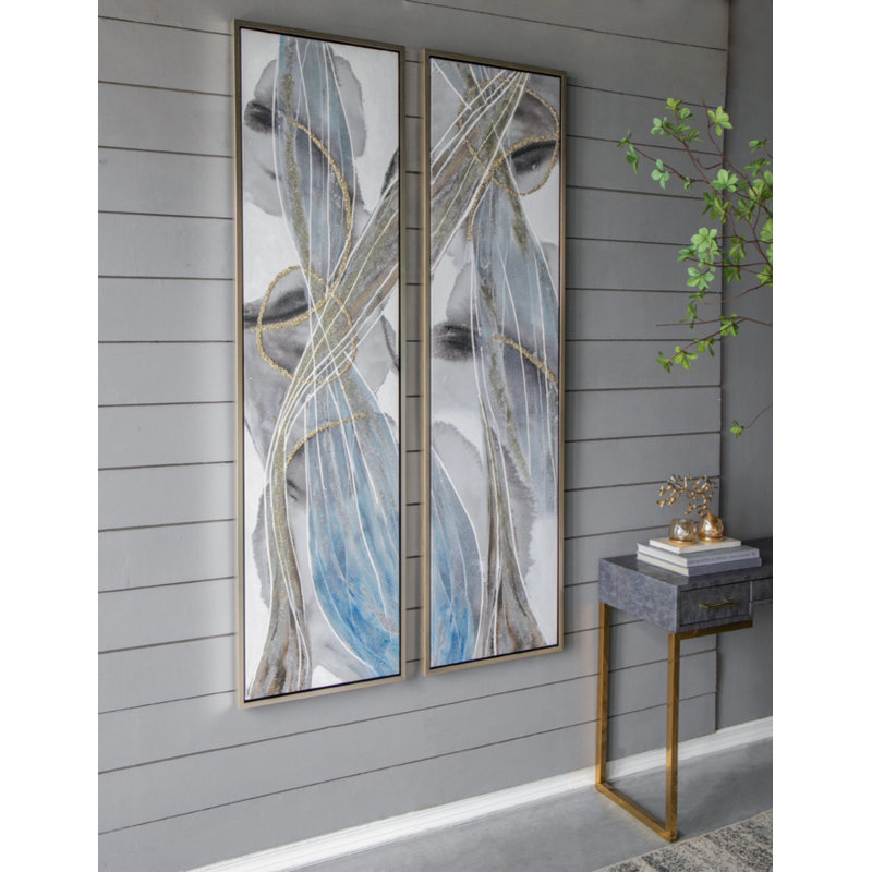 " Elongated Modern Abstract " 2 - Pieces