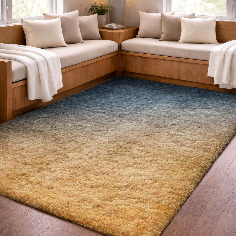 Tapis dégradé de qualité supérieure lavable à la machine ADS569, Navy, 3' x 5'