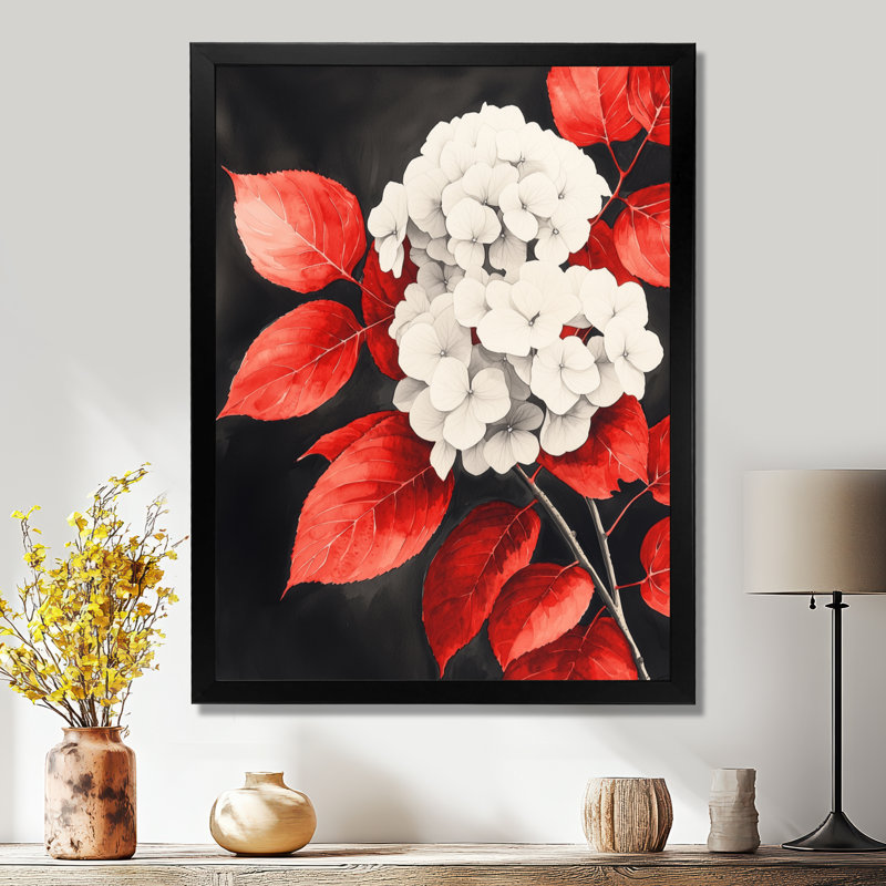 Dequilla - Décoration murale florale, H 44 po x l 34 po, Noir, Reproduction encadrée d'une seule photo