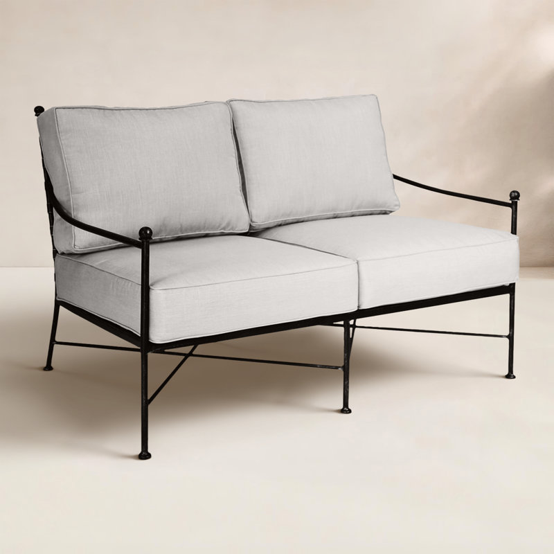 Causeuse d'extérieur Lucier de 52 po de largeur avec coussin SunbCushion, Toile lin Sunbrella®