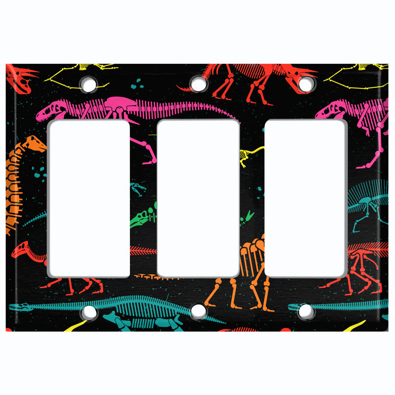 Dinosaur Fossils Earth Colorful 3 - Gang Toggle Light Switch Standard Wall Plate