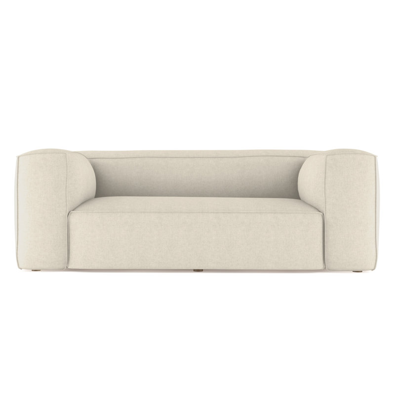 Varick Oversize Track-Arm Sofa with Flange, Box Weave Linen Pumice, 30" H x 108" W x 41" D, Weathered
