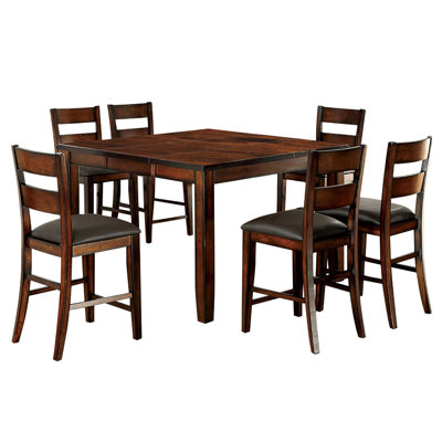 Mcvey Wood 7-Piece Counter Height Dining Table Set