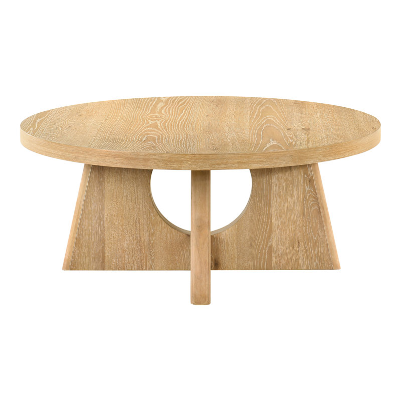 Table basse à piédestal Blitar avec découpe et forme en croix, Chêne