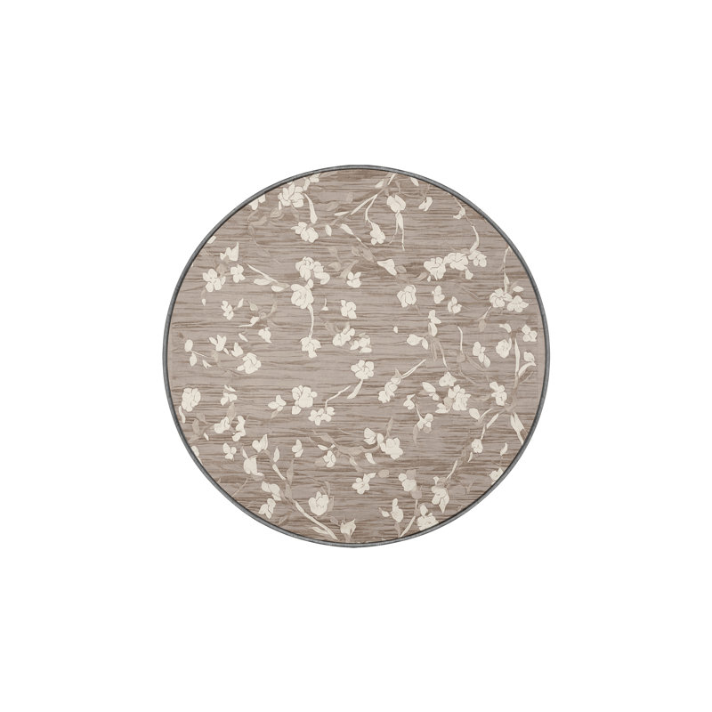 Tapis gris soyeux et moelleux, Rond 7 pi