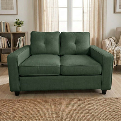 Compact Chenille Loveseat Sofa with Removable Cushions