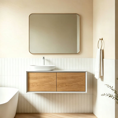  48" Single Bathroom Vanity Wall-mounted Floating vanities with White Solid Surface Top,Floating vanities for Small Spaces