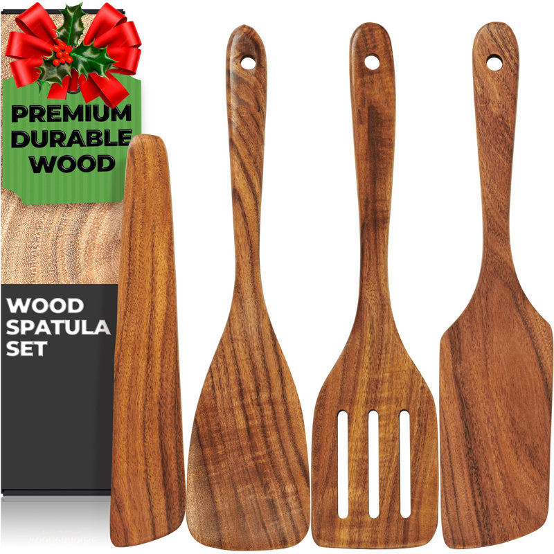 Natural Teak Wooden Cooking Utensils Set of 4