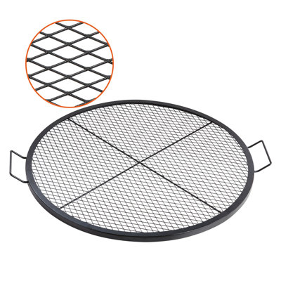 X-Marks Fire Pit Grill Grate, Round Cooking Grate, Heavy Duty Steel Campfire BBQ Grill Grid With Handle And Support X Wire, Portable Camping Cookware For Outside Party And Gathering, 36 Inch Black