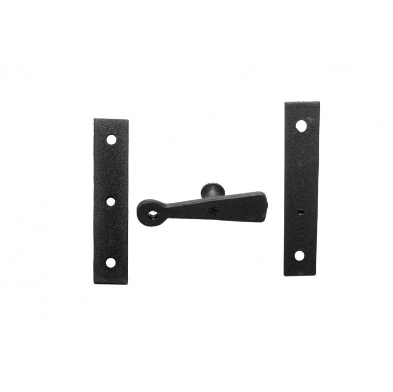 Loquet de porte d'armoire décalé noir en fer forgé 3/8 po, 3 x 2,5 po