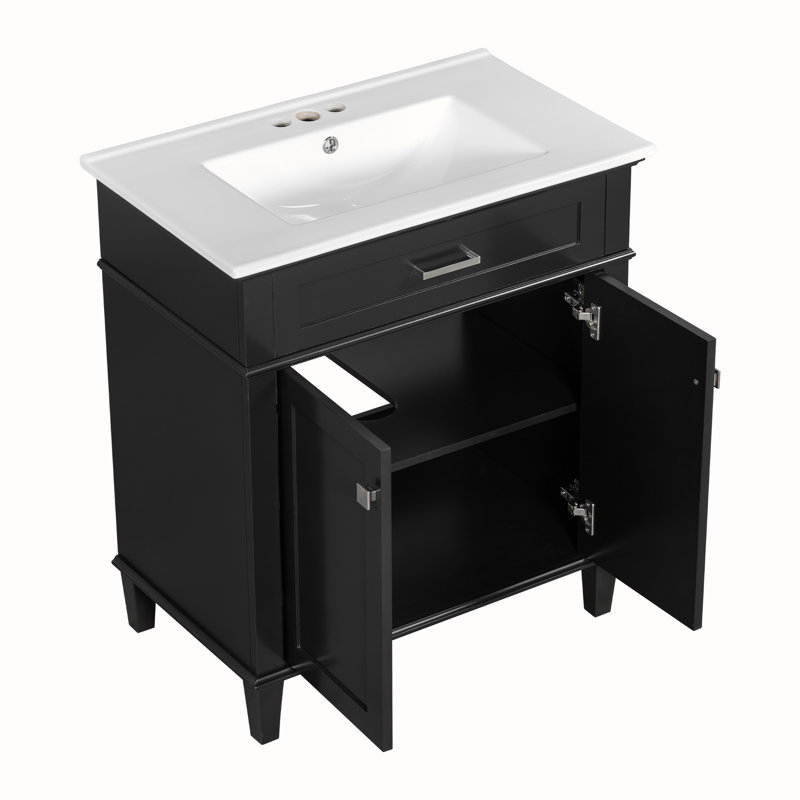 Bathroom Vanity with Ceramic Sink, Black
