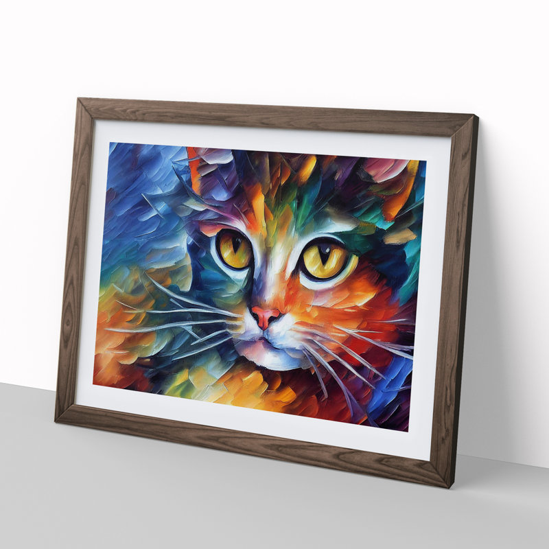 Cat Vol.2 Abstract - Framed Print, 46cm H x 64cm W x 2cm D, Walnut Framed