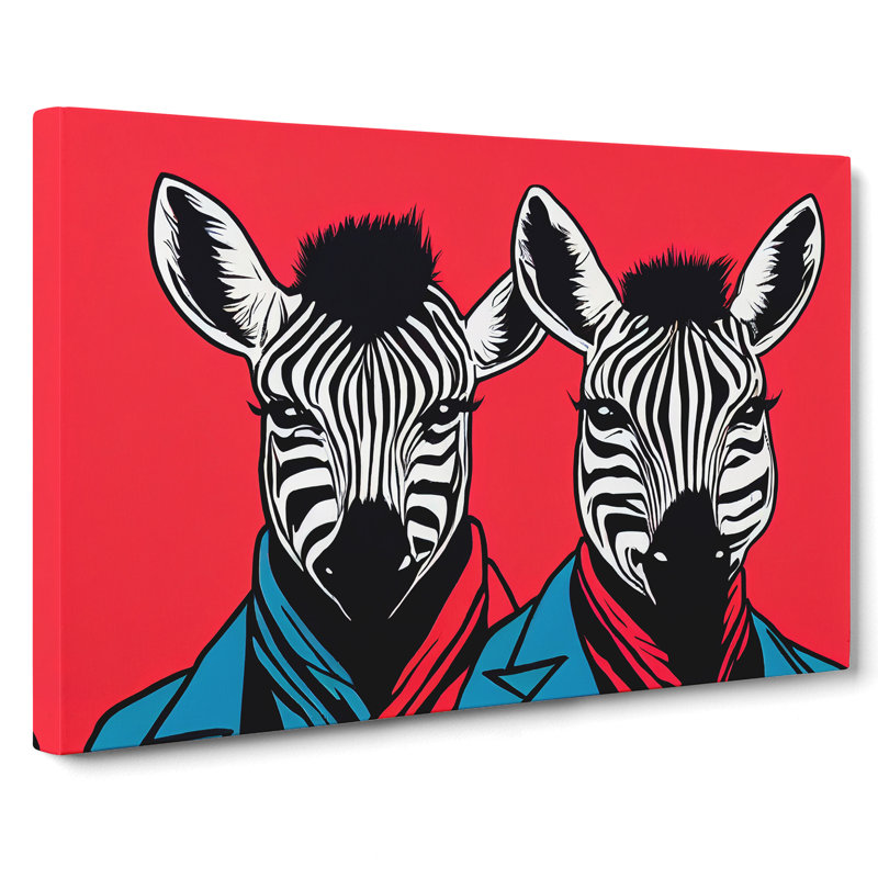 The Two Zebras Abstract - Wrapped Canvas, 35cm H x 50cm W x 3cm D