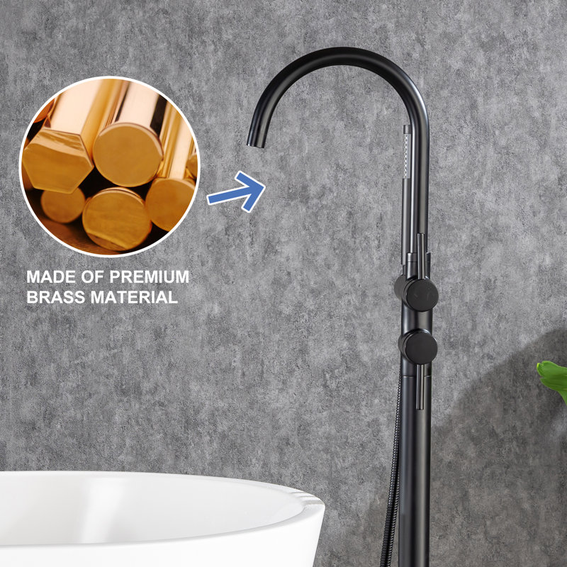 Floor Tub Spout with Diverter, Matte Black
