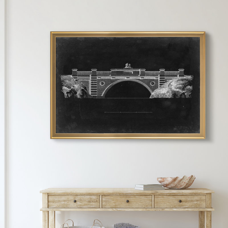 «Bridge Schématique II», impression sur toile encadrée, H 18,5 po x l 24,5 po x P 1,5 po, Doré