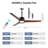 Outdoor Ceiling Fan With Light: 52 Inch Black Waterproof Gazebo Fans With Lights Outdoor Hanging