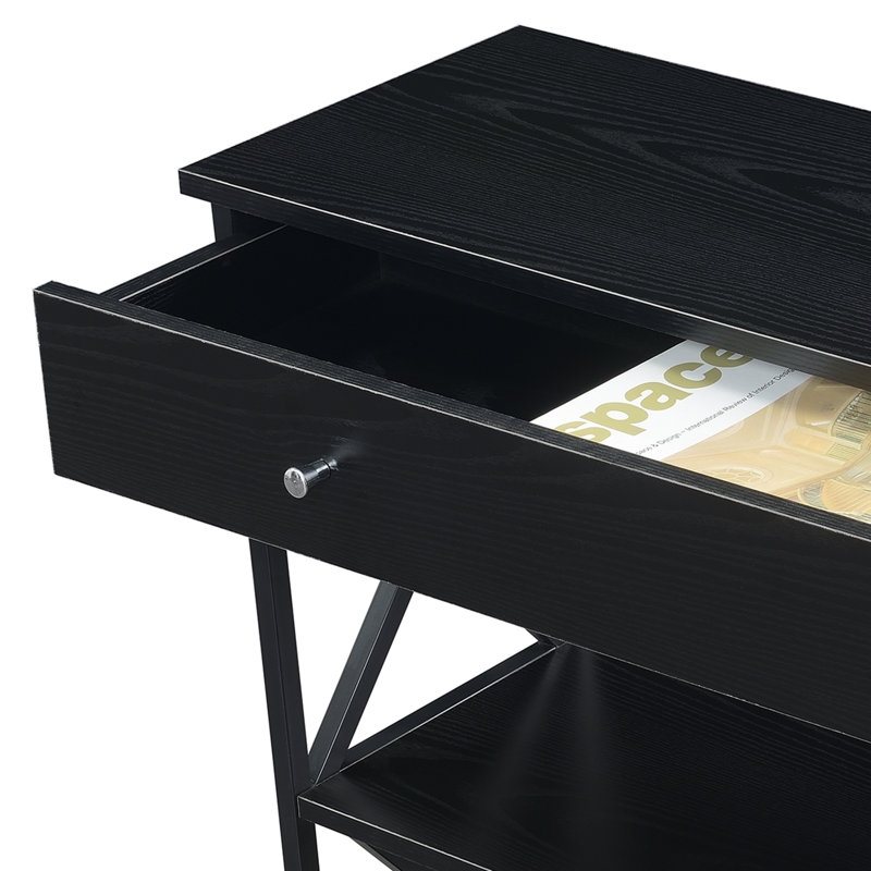Console noire 39,5 po Adreyan, Plateau noir / base noire, H 31,5 po x l 39,5 po x P 12 po