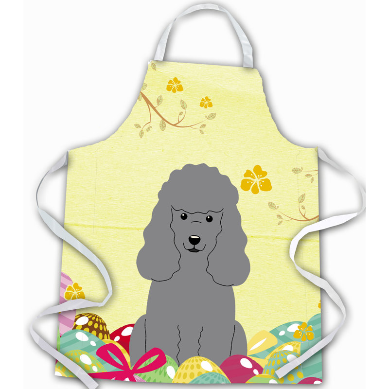 Tablier œufs de pâques, Caniche, Jaune / argenté
