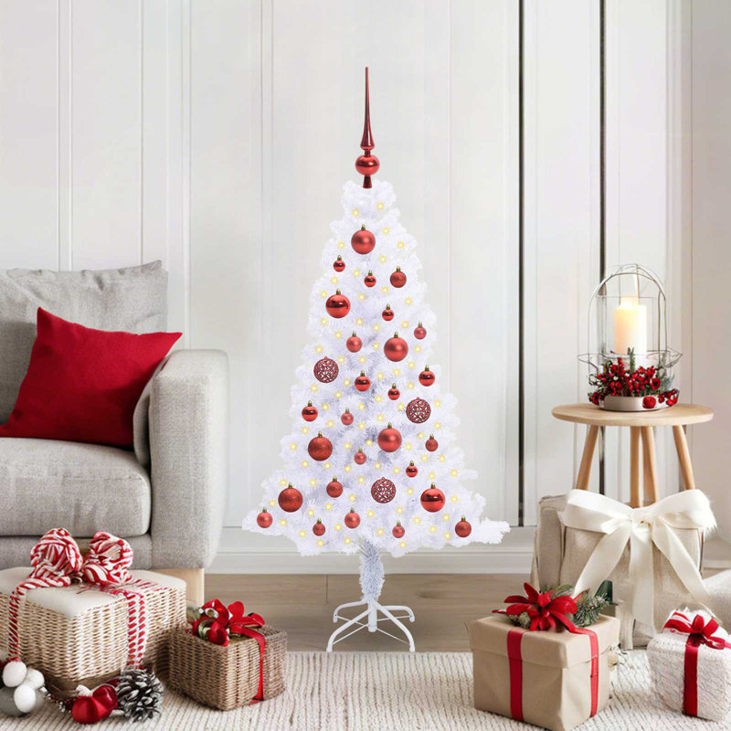 Lighted Artificial Christmas Tree, 120cm H, Red