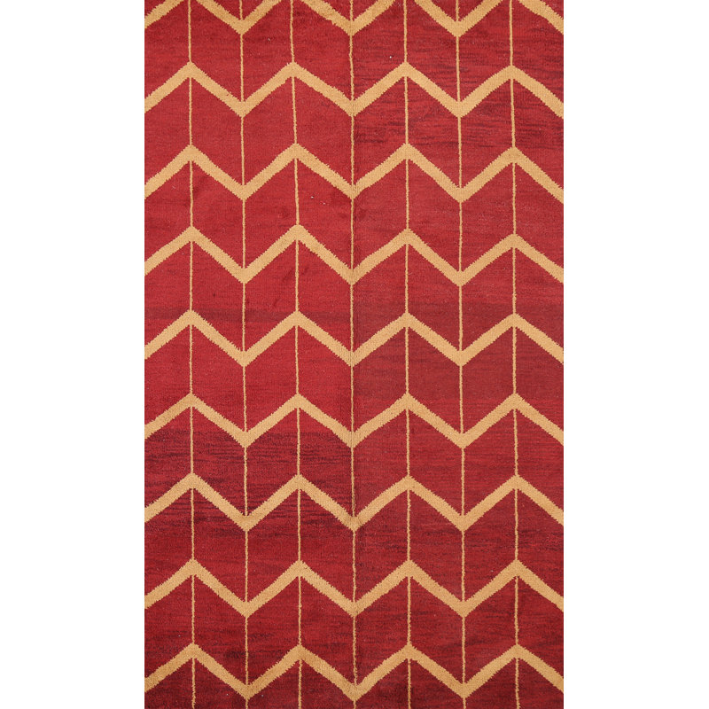 Tapis oriental à chevrons style marocain noué à la main 5 x 8