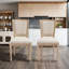 Chaise de salle à manger style français à structure carrée en bois massif avec dossier en lin, ensemble de 2