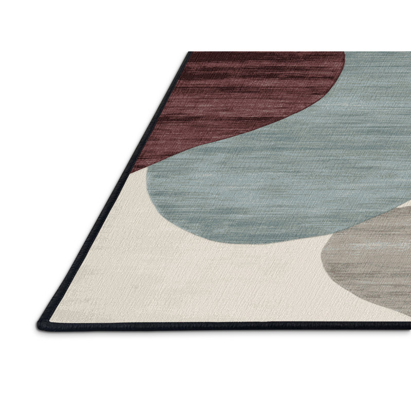 Tapis gris aquarelle lavable à la machine, Rond 4 pi