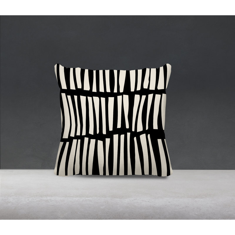 Coussin décoratif réversible Clayton, H 17 po x l 17 po, Noir / Blanc cassé