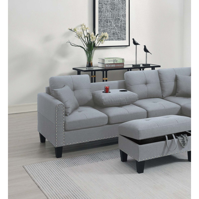 Canapé modulaire 3 pièces Living Room Furniture, Tissu gris