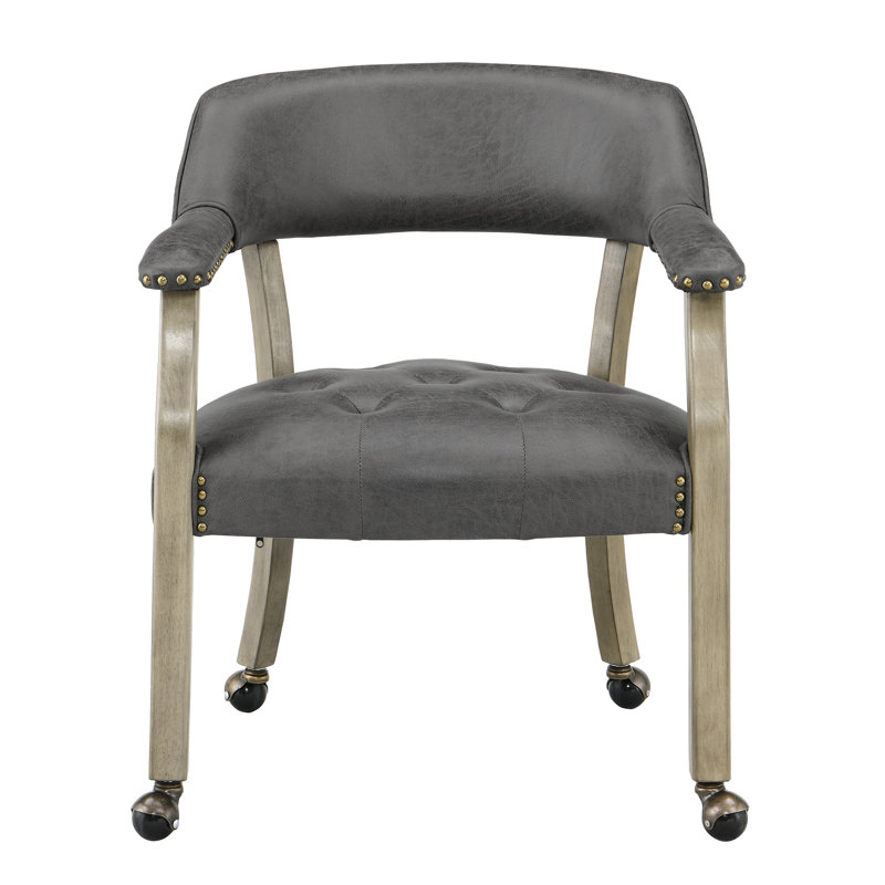 LUMERA Collection Swivel Tufted Arm Dining Chair Poker Chair Gray, Gray, Gray