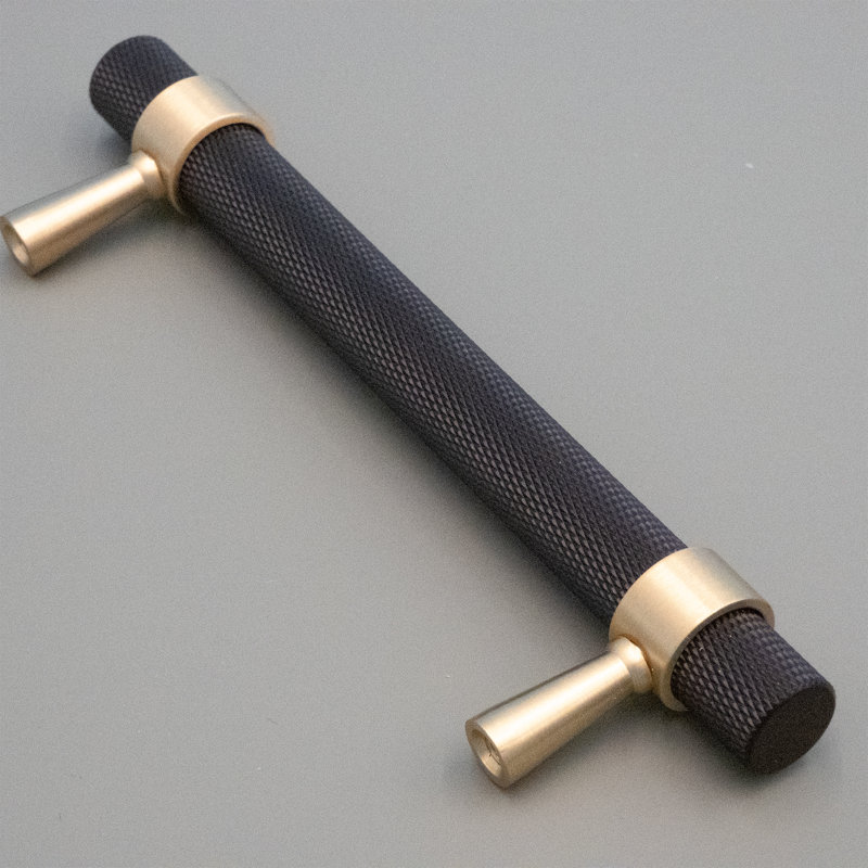 Poignées de tiroir et d'armoire noires et satinées en laiton satiné, 3.75"