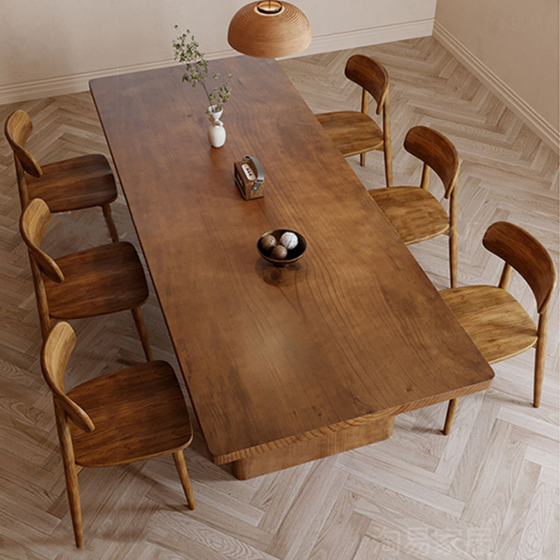 Table de salle à manger rectangulaire en bois massif brun, H 29,53 po x L 70,87 po x l 31,50 po