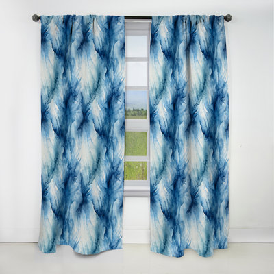 Rideau occultant en marbre bleu et blanc Shibori Marble Ink II - 1 panneaux