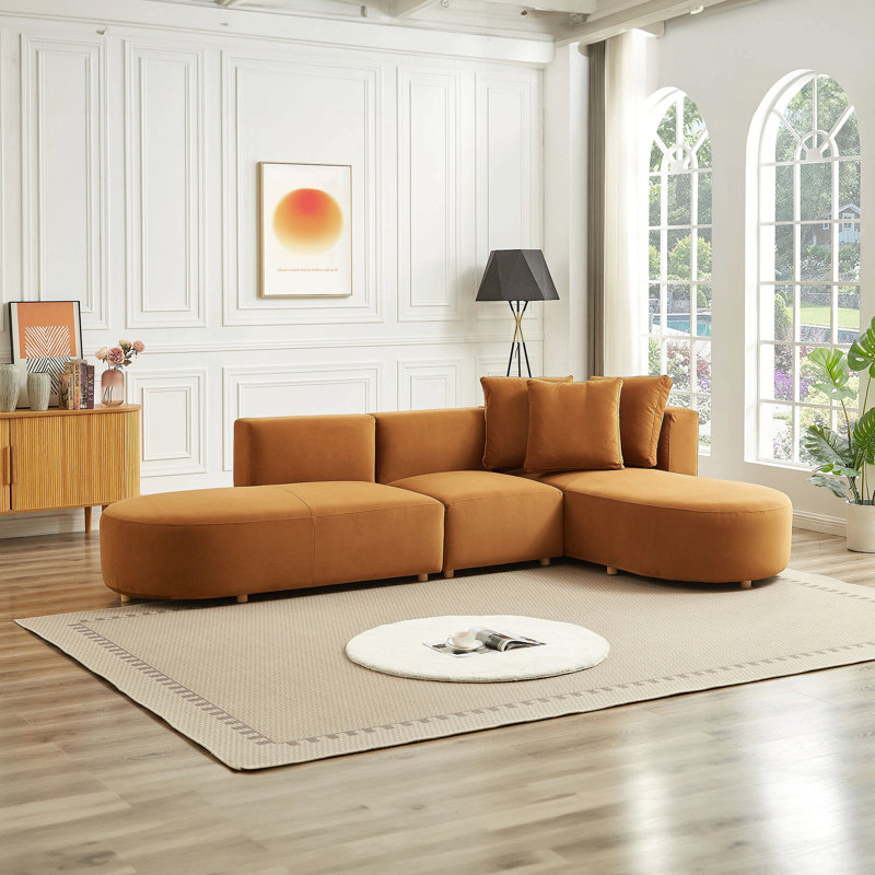 Canapé modulaire en velours pour salon, Orienté à droite