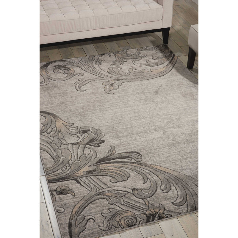 Tapis gris contemporain Ashli, Rectangle 7 pi 10 po x 10 pi 6 po
