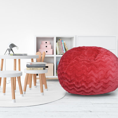 Fauteuil à billes en fausse fourrure, rouge - 5 pi Chaise longue confortable et élégante. Rempli de mousse viscoélastique déchiquetée de qualité. Housse lavable pour un confort durable. Idéal pour une utilisation dans une chambre à coucher. Fauteuil rouge 56 "x 39", 50 lb