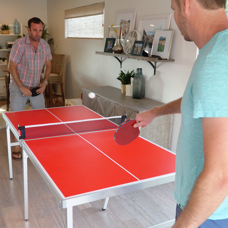 Table de tennis de table intérieure / extérieure pliable avec raquettes et balles (64 mm d'épaisseur), Rouge
