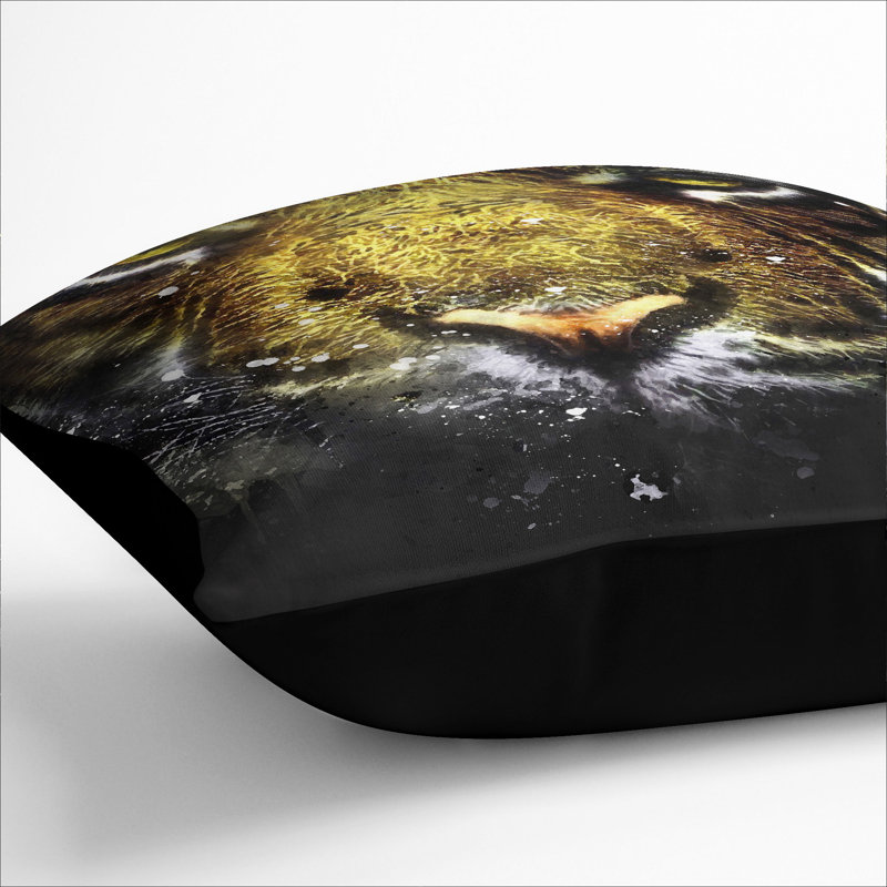 Tiger Vol.2 Scatter Cushion, 40cm H x 40cm W x 15cm D, Black