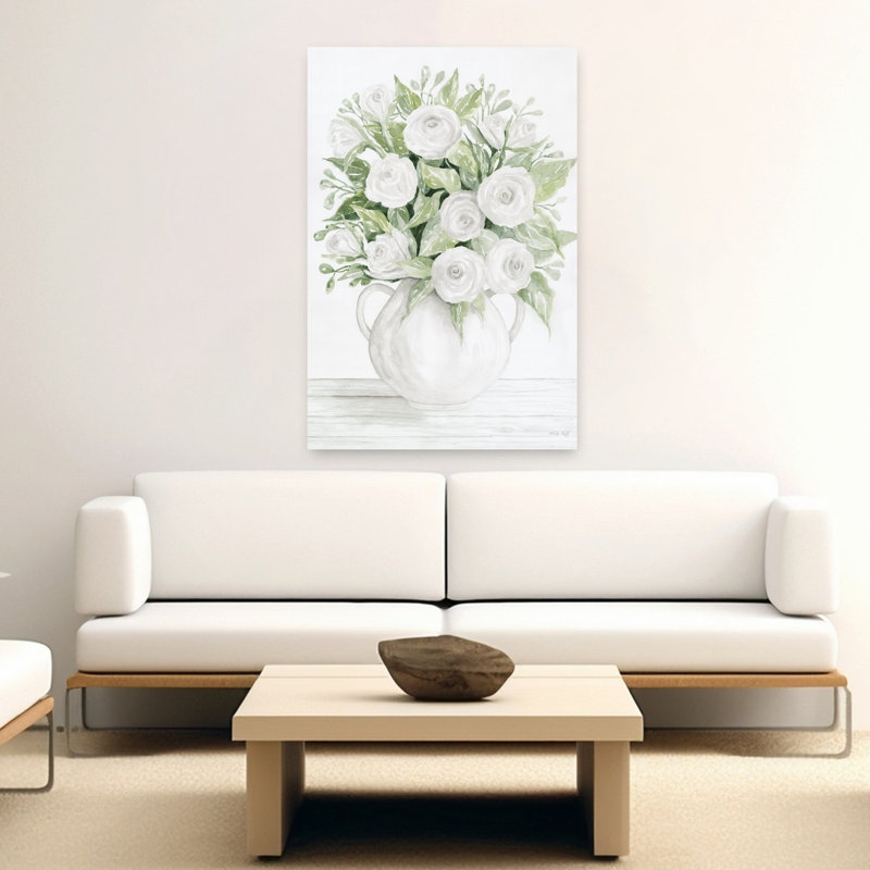 Douces roses, art floral printanier contemporain, H 60 po x l 40 po