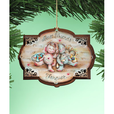 5'' Handmade Wood Shatterproof Hanging Figurine Ornament
