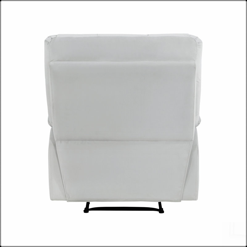Reclining Chair Light Gray Velvet Upholstery Square Tufted Back Pillowtop, Light Gray