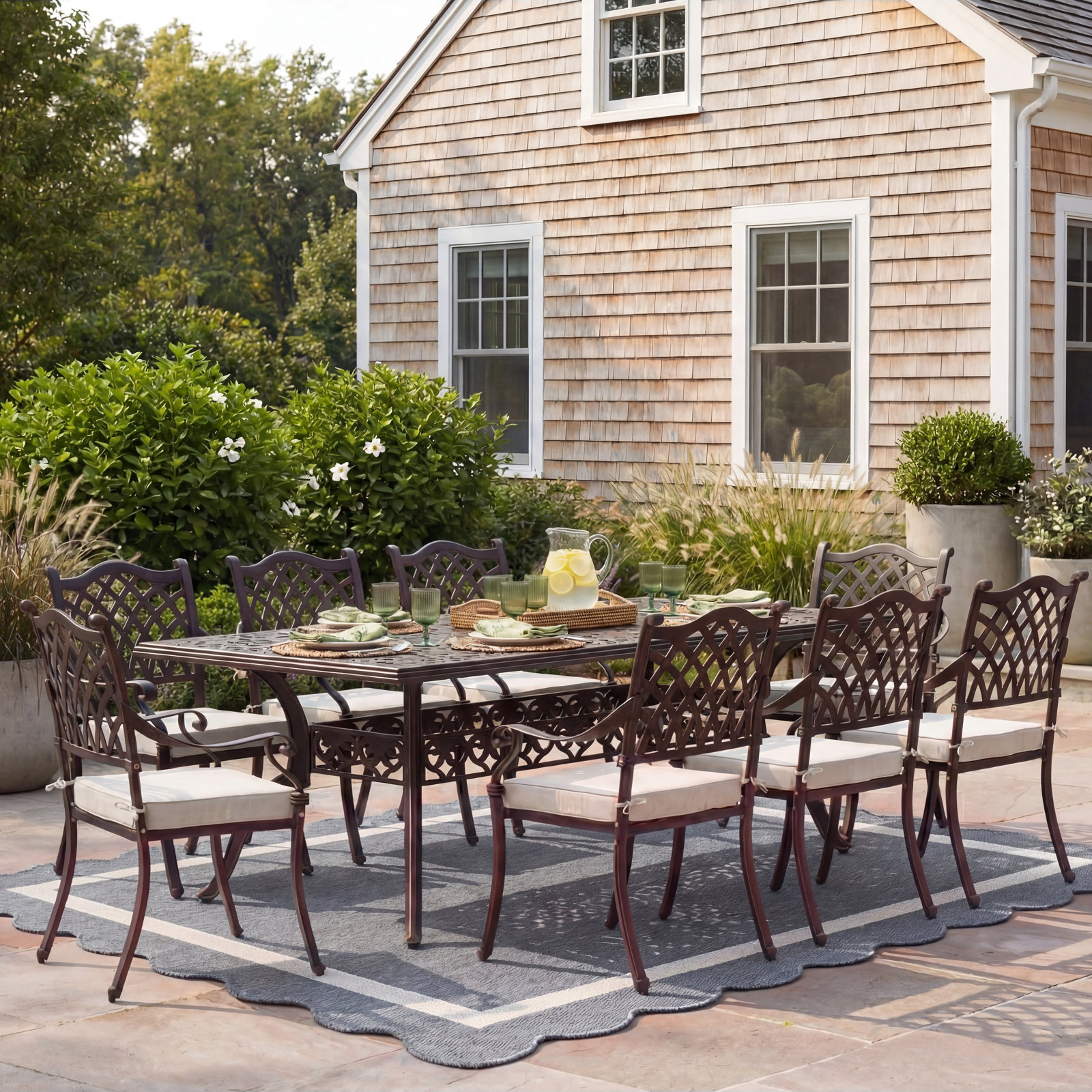 Amechi 86" Patio Dining Set, Beige