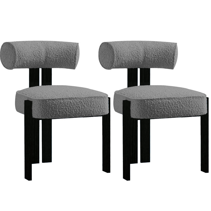 Ensemble de 2 chaises de salle à manger Modern Boucle avec dossier incurvé ergonomique en mousse à haute résilience et pieds en bois d'hévéa robustes