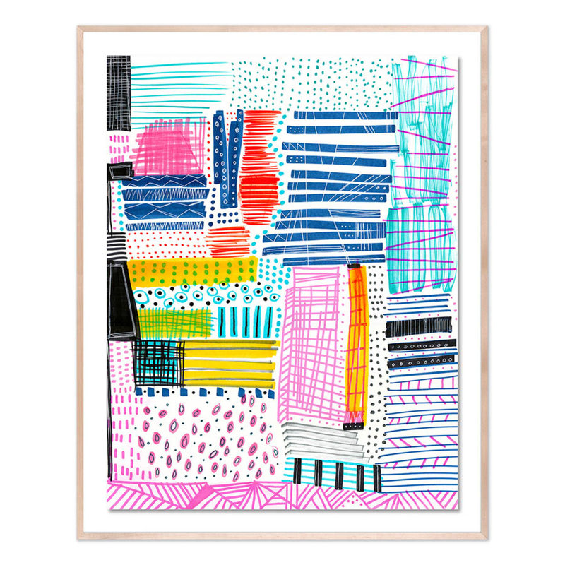 Stacks Of Patterns Print by Melanie Biehle, 60" H x 48" W x 2.5" D, Natural