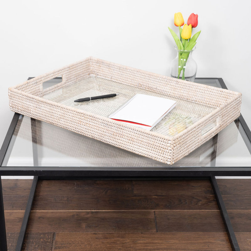 Edmond Coffee Table Tray, 20"Wx13"Dx3"H, White Wash