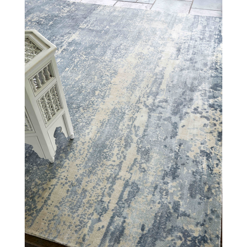 Koda Abstract Area Rug in Light Blue, Rectangle 10' x 14'